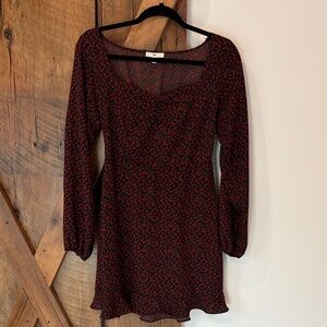 BP. Size Small Black Dress with Red Floral Pattern